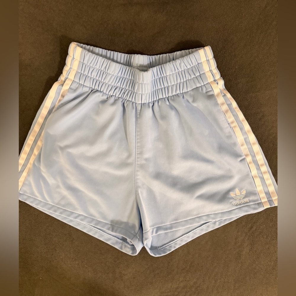 Adidas Baby Blue 3-Stripe Shorts | XS